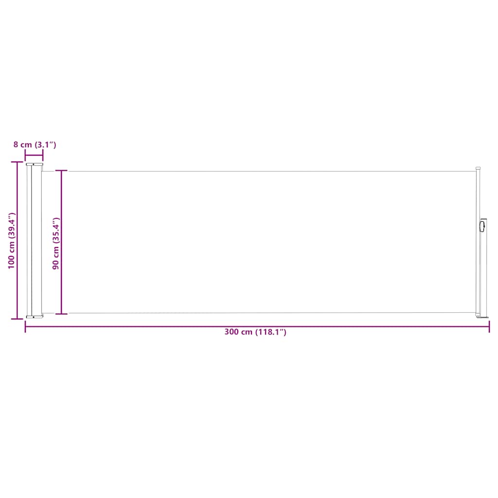 Ausziehbare Seitenmarkise 100x300 cm Creme