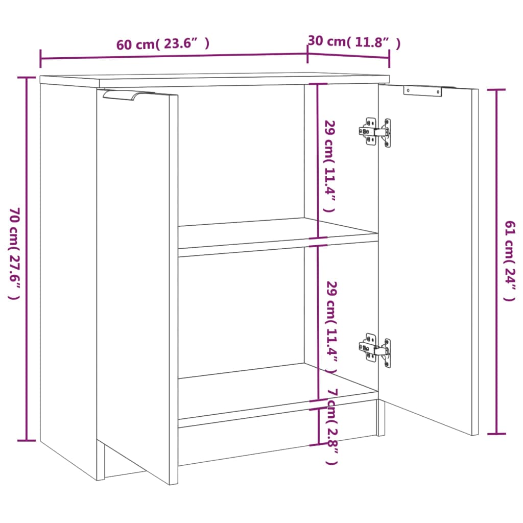 Sideboards 2 Stk. Sonoma Eiche 60x30x70 cm Holzwerkstoff