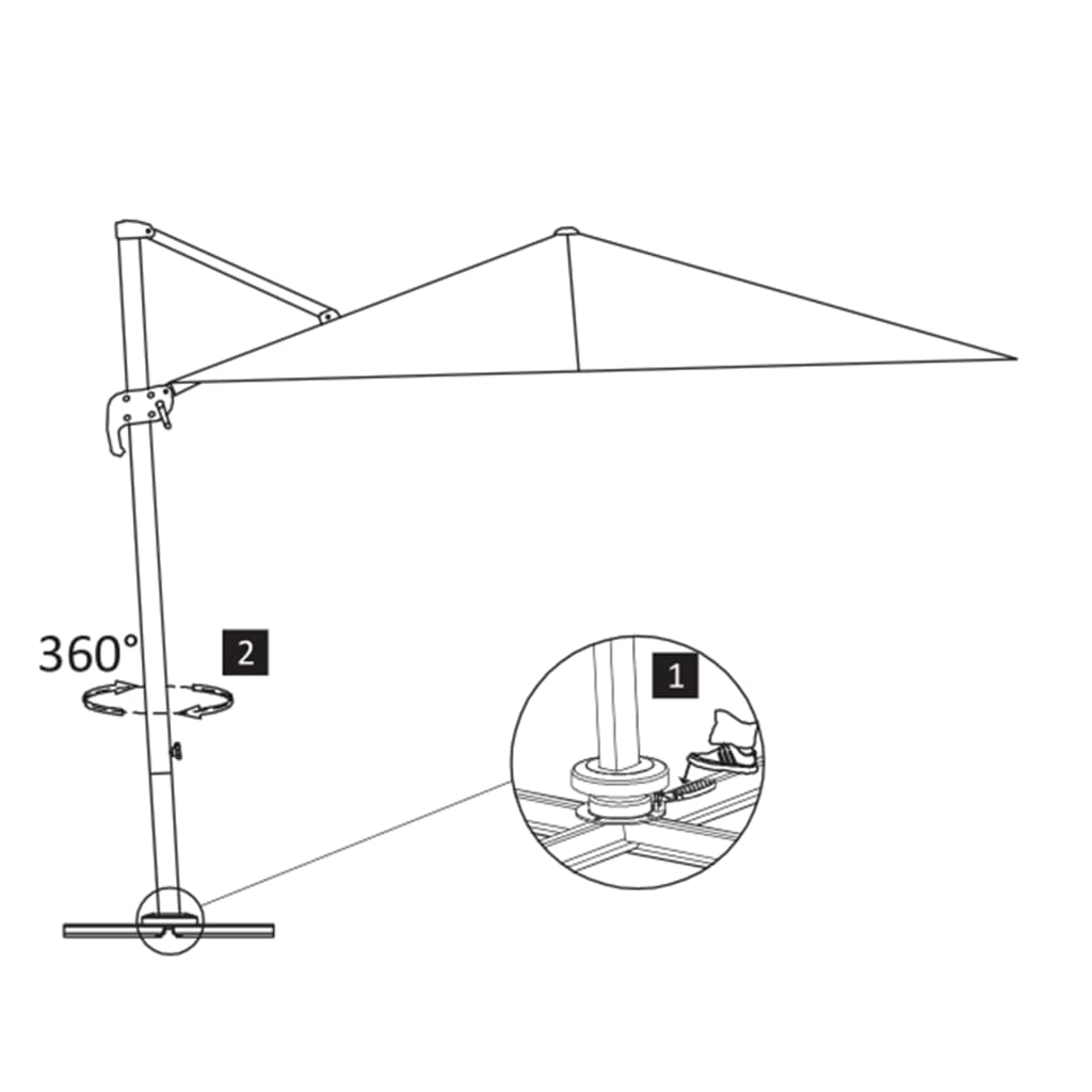 Ampelschirm mit Aluminiummast 400 x 300 cm Taupe