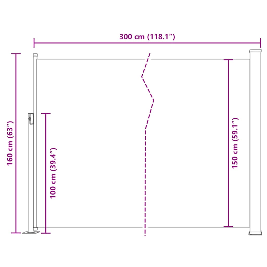 Seitenmarkise 160x300 cm Rot