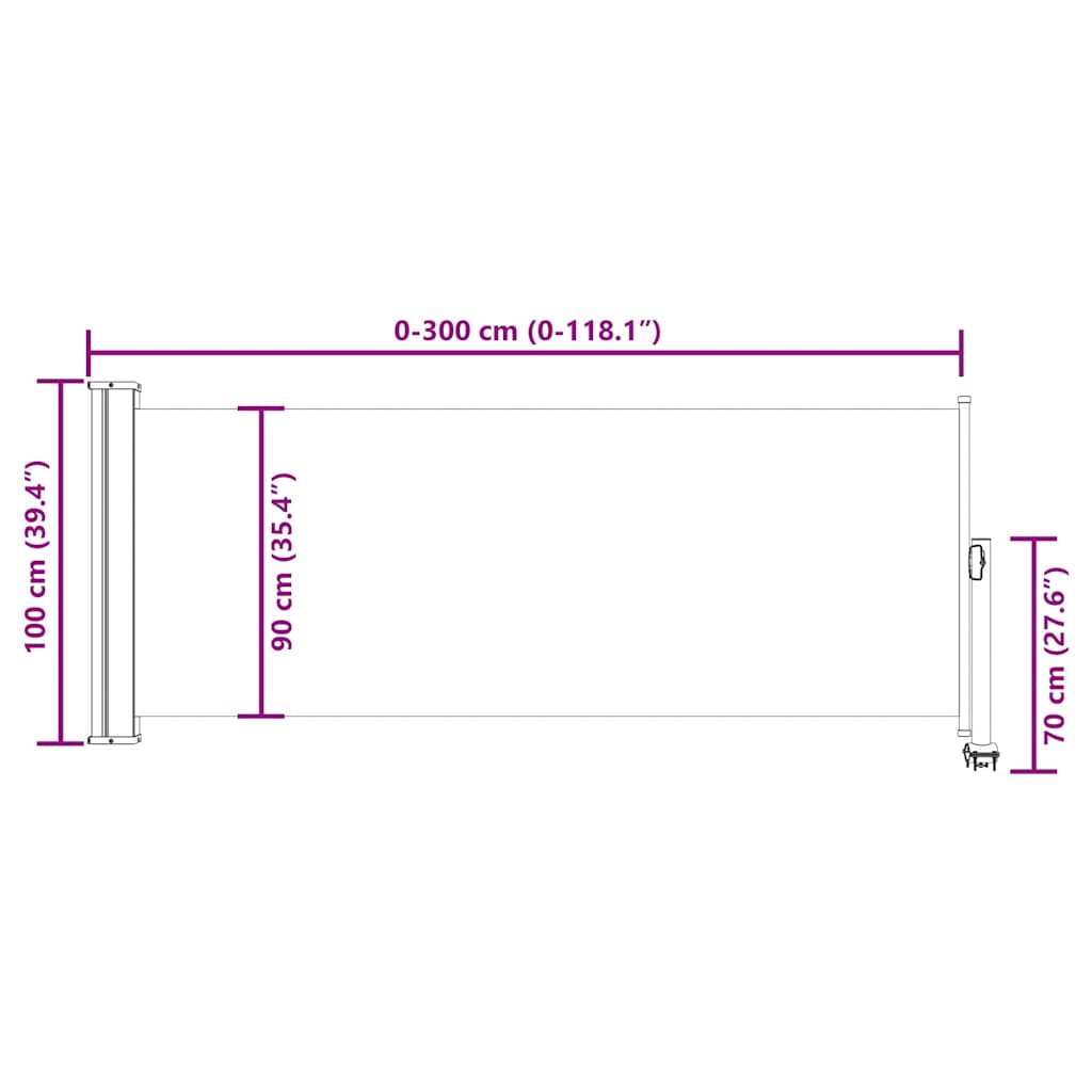 Ausziehbare Seitenmarkise 100x300 cm Blau