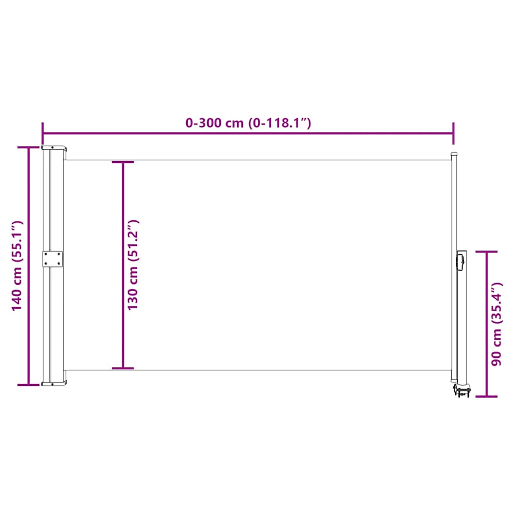Ausziehbare Seitenmarkise 140 x 300 cm Braun