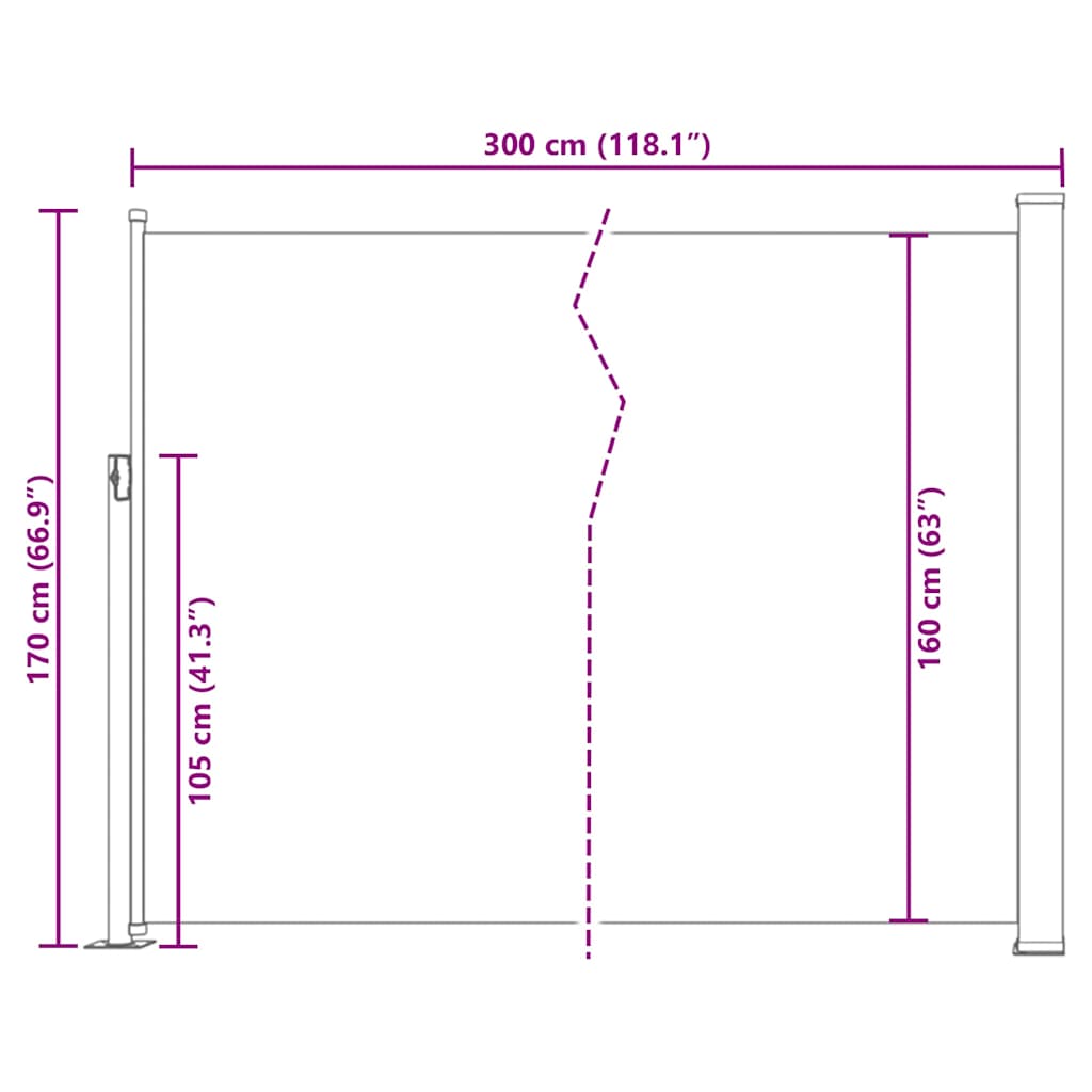 Ausziehbare Seitenmarkise 170×300 cm Rot