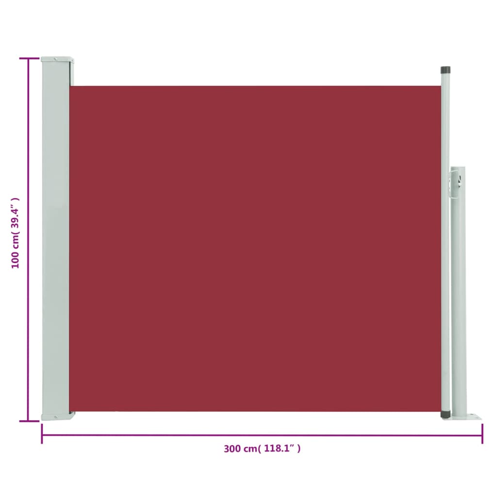 Ausziehbare Seitenmarkise 100x300 cm Rot